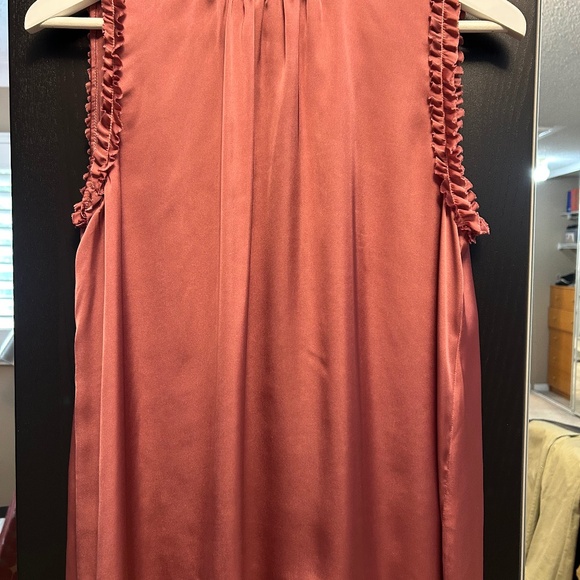 Pink Silky Sleeveless Ruffle Top – Size Medium - Picture 1 of 3